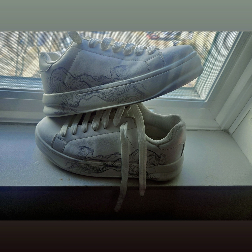 Zara White Sneakers with Blue Accents